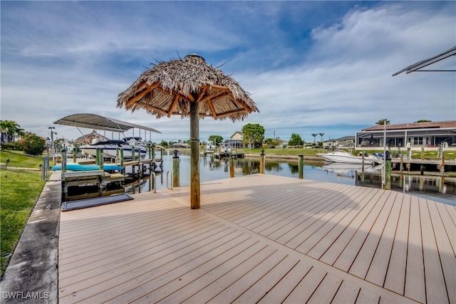 view of dock featuring a water view