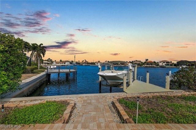 dock area featuring a water view