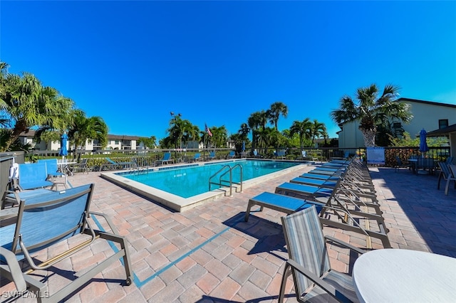 view of pool featuring a patio