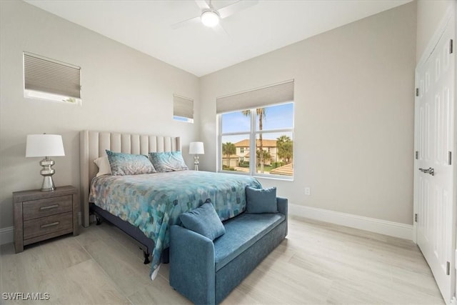 bedroom featuring ceiling fan