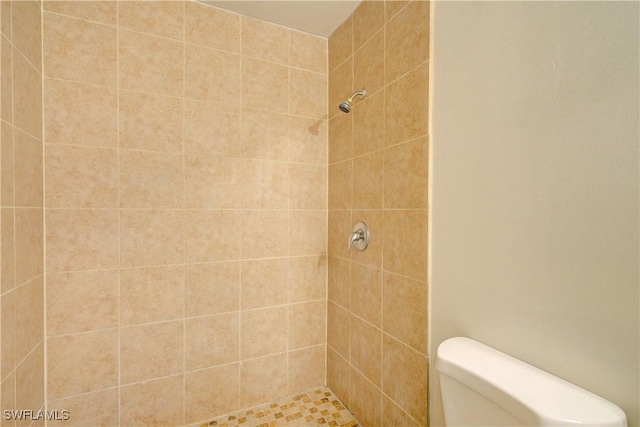 bathroom with toilet and tiled shower