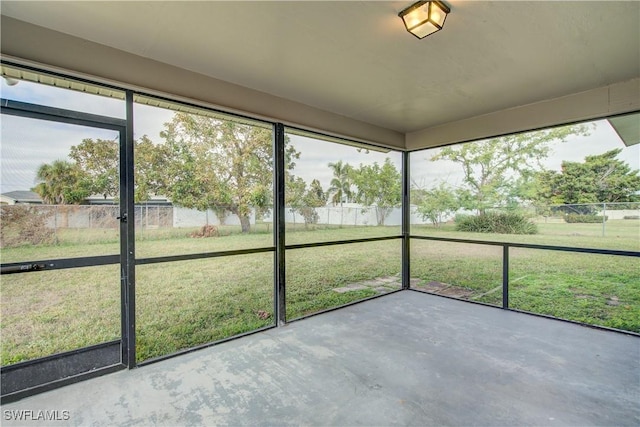 view of unfurnished sunroom