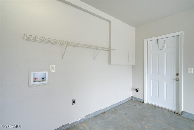 clothes washing area featuring electric dryer hookup and hookup for a washing machine