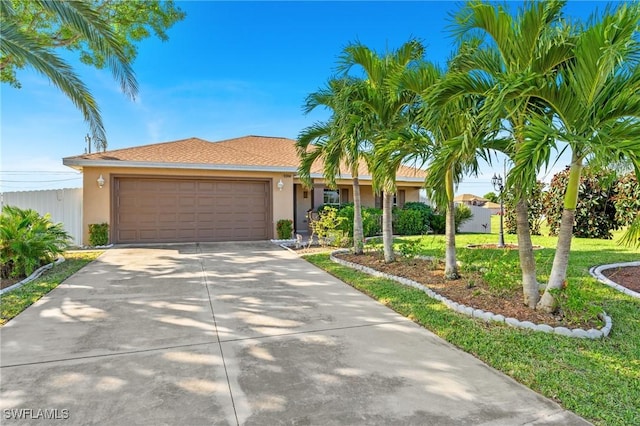 single story home featuring a garage