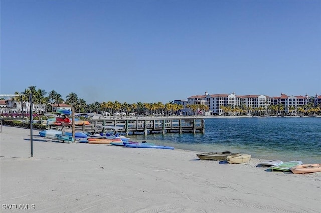 property view of water featuring a dock