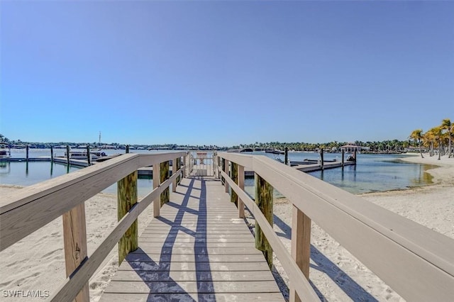 dock area with a water view