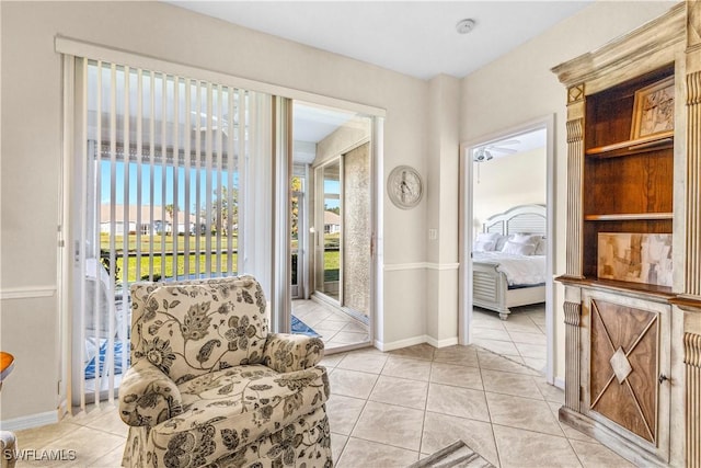 sitting room featuring light tile patterned floors