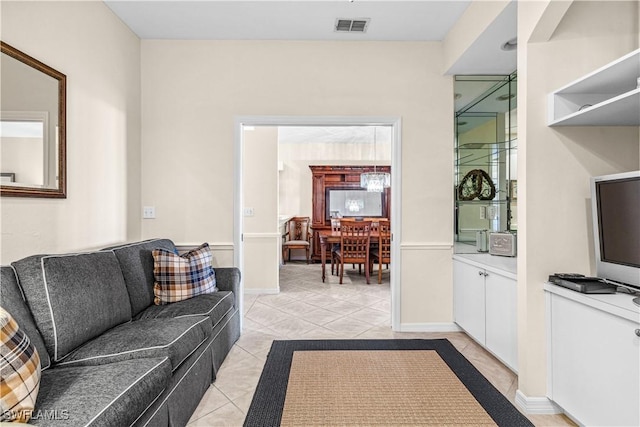 view of tiled living room