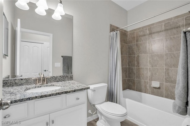 17250 Ashcomb Way, Estero, FL 33928 - bathroom featuring vanity, toilet, and shower / bath combination with curtain
