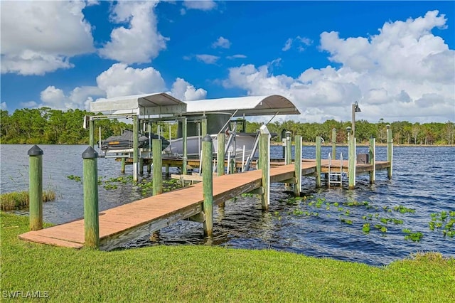 dock area featuring a water view