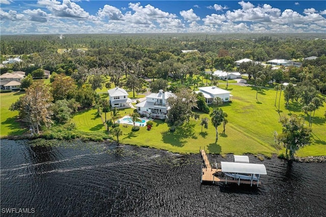 bird's eye view featuring a water view