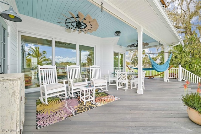 deck featuring ceiling fan