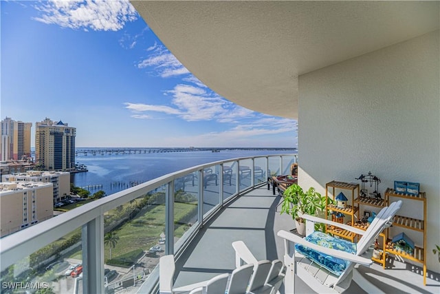 balcony with a water view