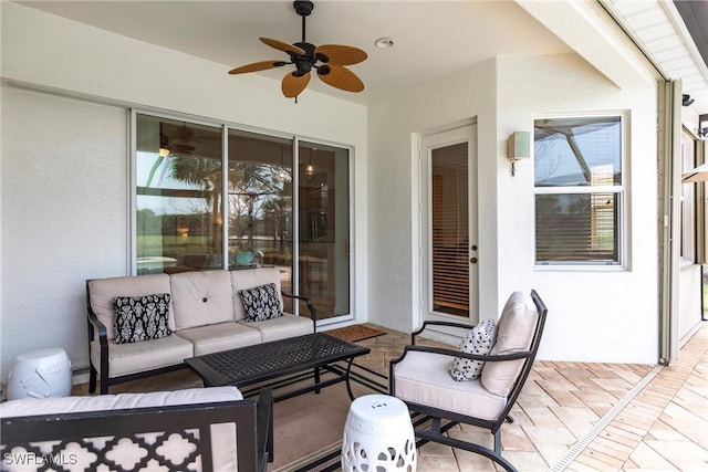 view of patio / terrace with outdoor lounge area and ceiling fan