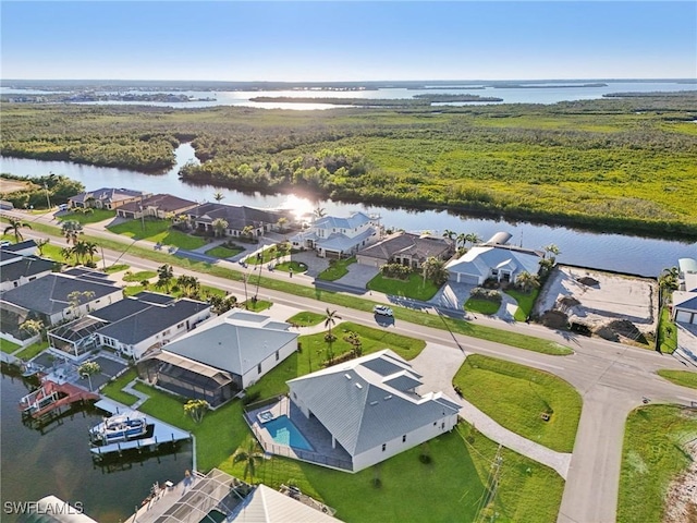 bird's eye view featuring a water view