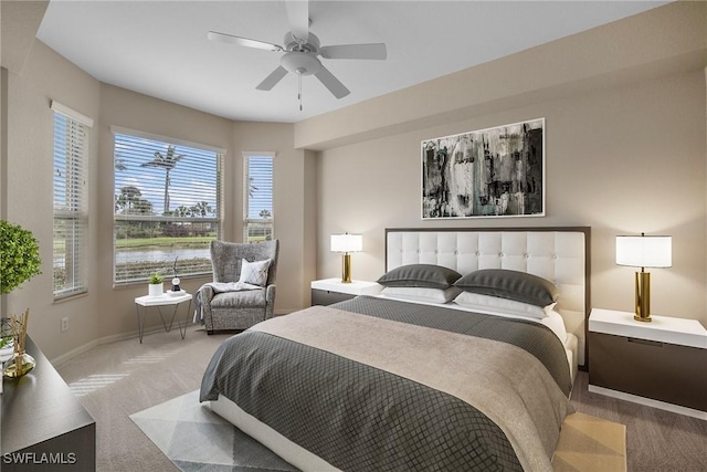 bedroom with carpet flooring and ceiling fan