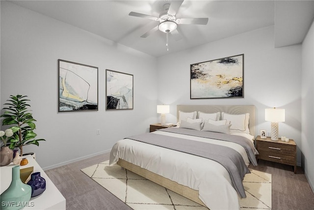 bedroom with carpet and ceiling fan