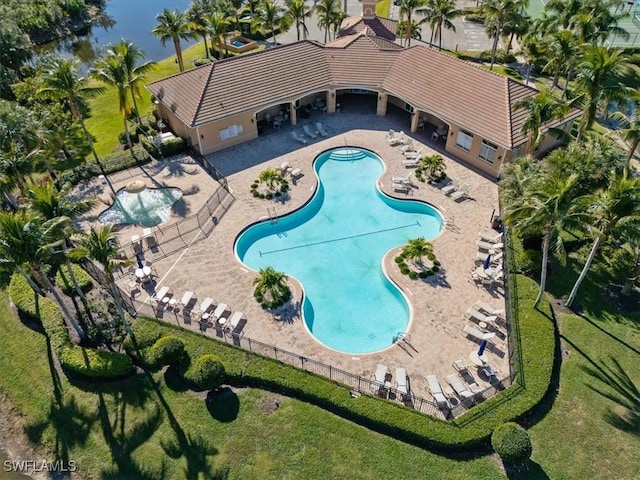 view of swimming pool featuring a patio