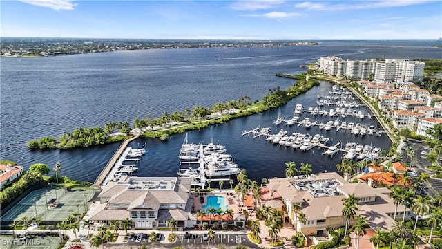 bird's eye view featuring a water view