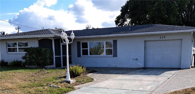 single story home featuring a garage