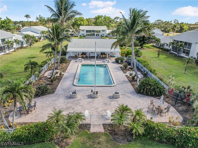 view of swimming pool with a patio area