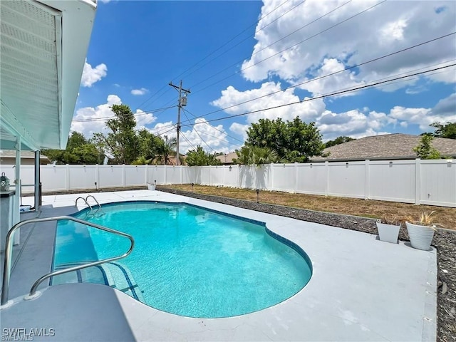 view of swimming pool with a patio