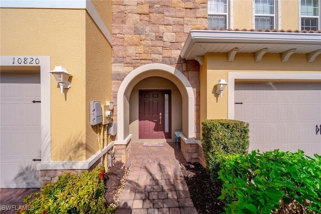 entrance to property with a garage