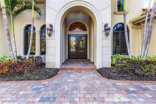 property entrance with french doors