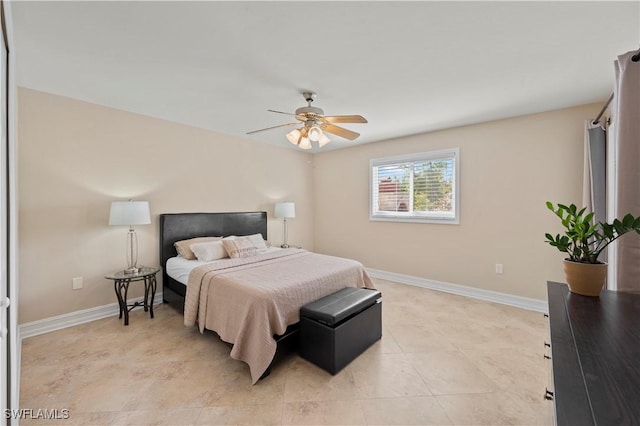 bedroom featuring ceiling fan