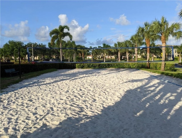 surrounding community featuring volleyball court