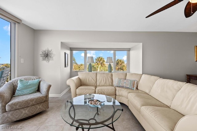 view of tiled living room