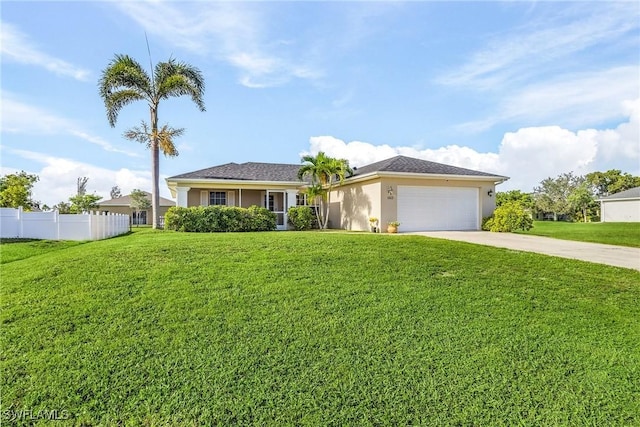 view of front facade with a front lawn and a garage