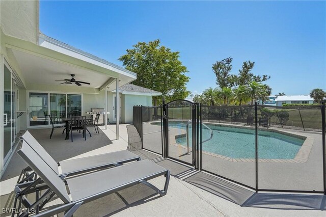 1298 Par View Dr, Sanibel, FL 33957 - view of swimming pool featuring a ceiling fan and a patio