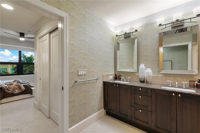 bathroom featuring vanity and tile patterned floors