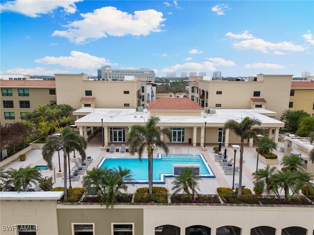 view of pool featuring a patio area