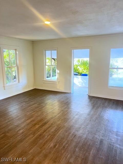 spare room featuring dark hardwood / wood-style floors and a wealth of natural light