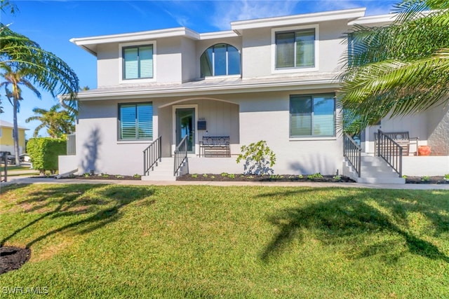 view of front of home with a front yard