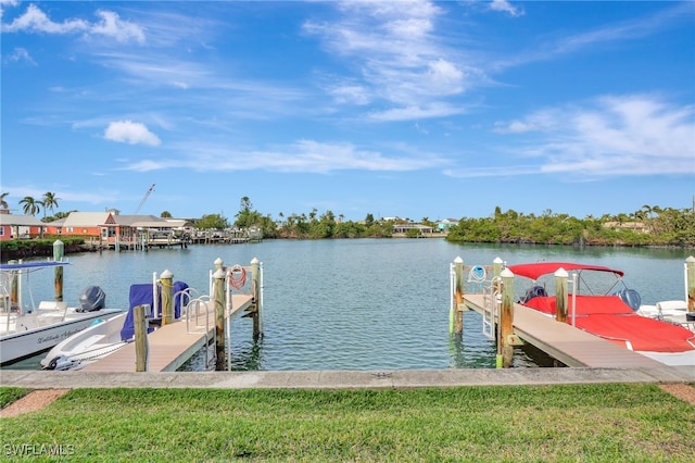 dock area featuring a water view