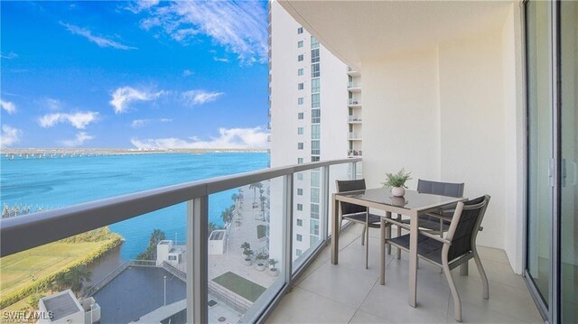 balcony with a water view