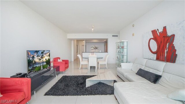 view of tiled living room