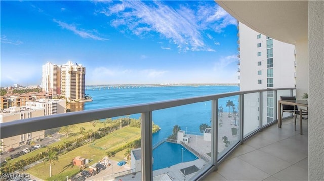 balcony with a water view