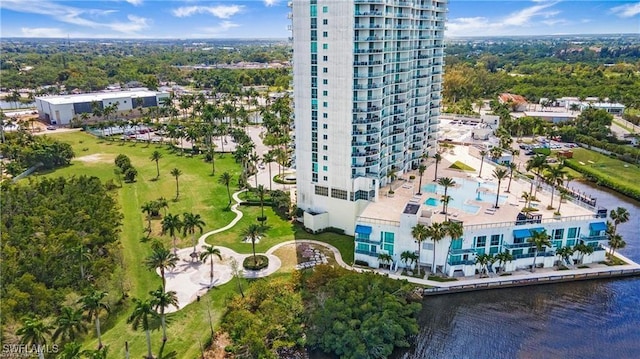 bird's eye view featuring a water view