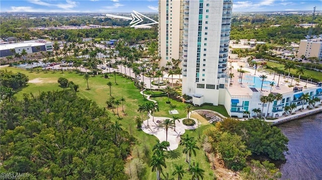 bird's eye view featuring a water view