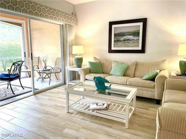 living room featuring light hardwood / wood-style floors