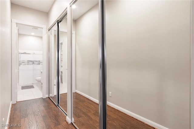 interior space with dark hardwood / wood-style flooring