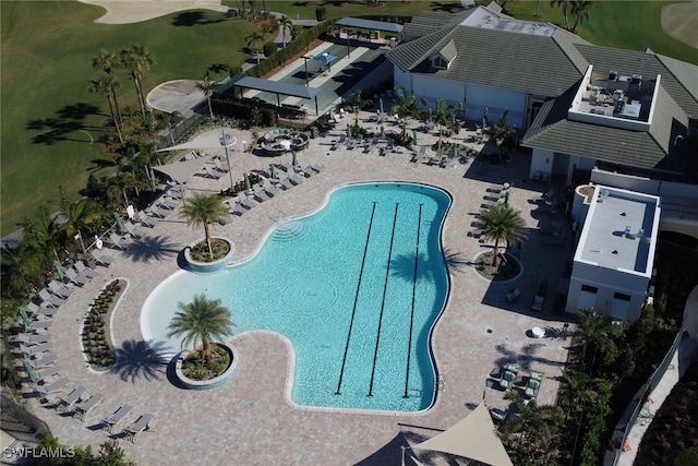 view of swimming pool featuring a patio