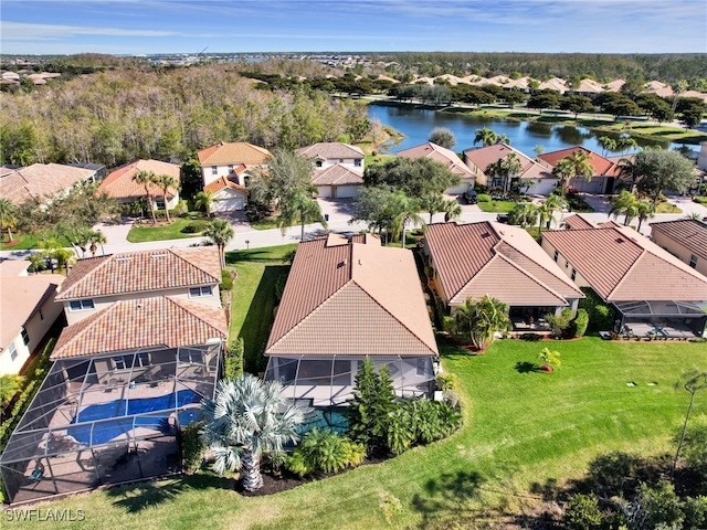 13538 Troia Dr, Estero, FL 33928 - bird's eye view with a water view and a residential view