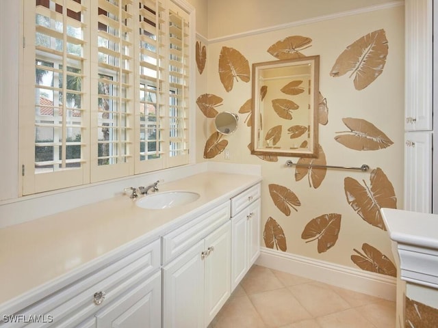 bathroom featuring vanity and tile patterned floors