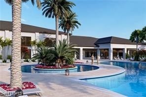 view of swimming pool with a patio