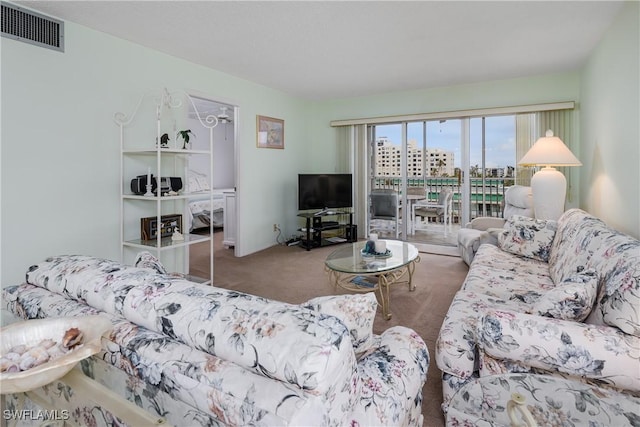 living room featuring carpet floors